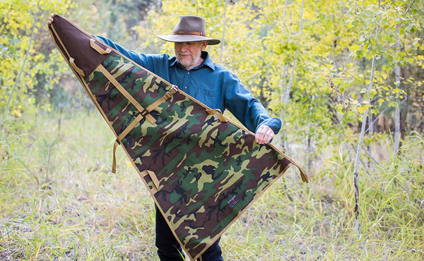 Tom holding an unfurled Beaver Transport Bag